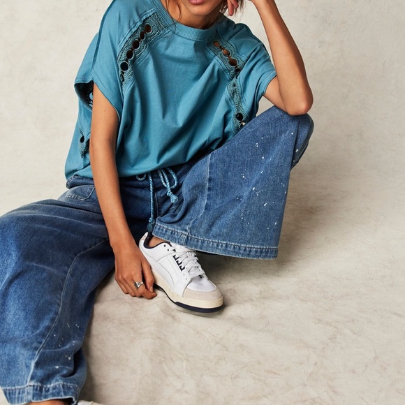 Free People Rough Around The Edges top in Blue Tourmaline - Picture 4 of 6